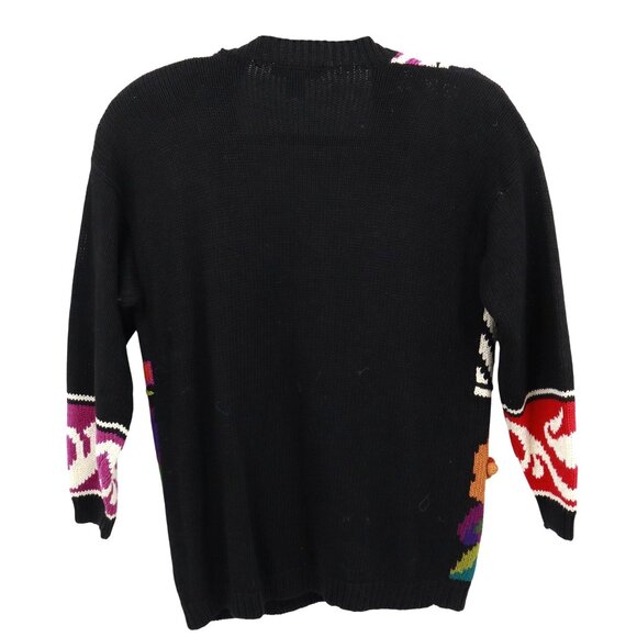 Rebecca Stone Patchwork Cardigan Womens L Black Boho Art To Wear Grandma Quirky - Picture 3 of 16